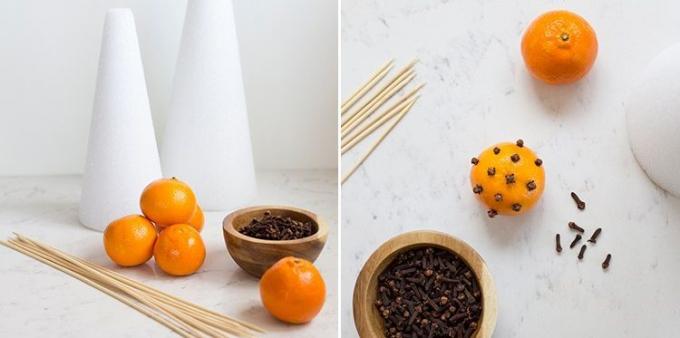Come decorare un tavolo per la notte di Capodanno: Albero di mandarino