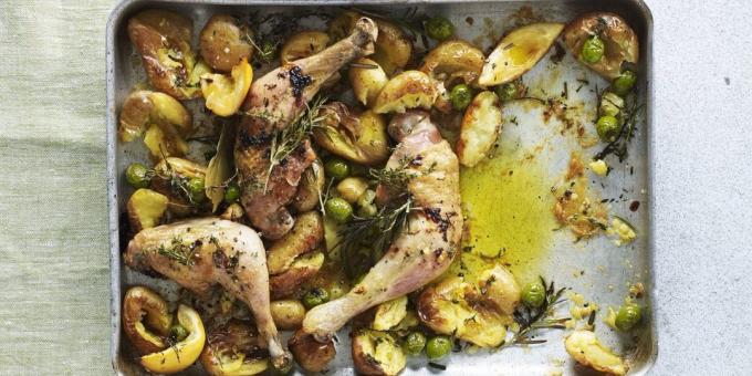 Patate novelle al forno con pollo, limone e olive