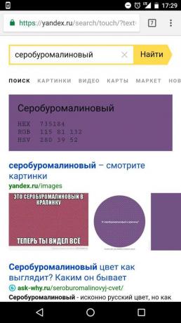 "Yandex": ricerca di colori