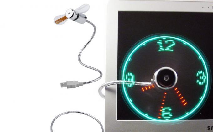USB-ventilatore con orologio al neon