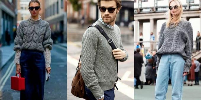 maglioni alla moda 2018-2019: maglione grigio Classic