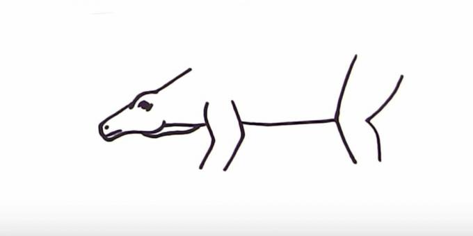 Come si disegna uno stegosauro: aggiungi l'addome e la zampa posteriore