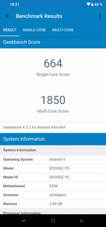 Doogee Y8: Geekbench