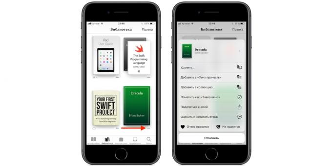 iBooks su iPhone e l'iPad: menu esteso