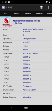 Rassegna di Nokia 6.1 Più: CPU-Z