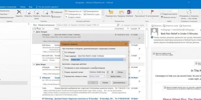 Microsoft Outlook: Regole