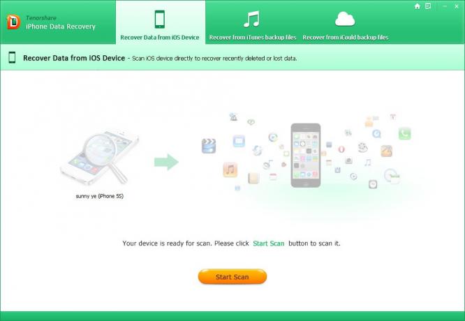 Tenorshare iPhone Data Recovery: inizio Scan