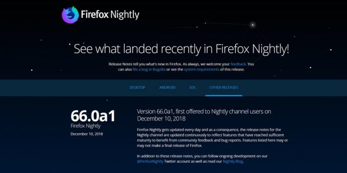 Versione di Firefox: Firefox Nightly