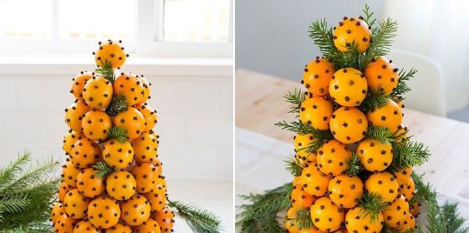 Come decorare un tavolo per la notte di Capodanno: Albero di mandarino
