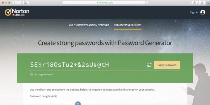 Generatore di Norton Password Manager password