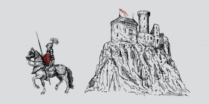 Visualizzazione: Ulteriore elaborazione scudo metafora - un cavaliere medievale