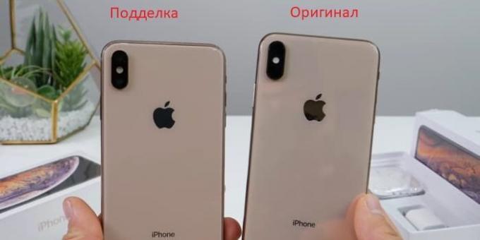 L'originale e gli smartphone di Apple falso