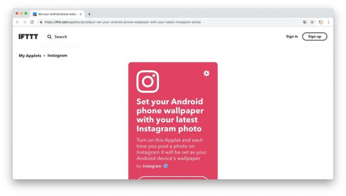 Azione Automazione con IFTTT ricette: Carte da parati trasferibili da Instagram