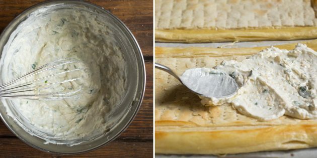 Crostata di feta: preparare la crema di formaggio e spennellare la pasta
