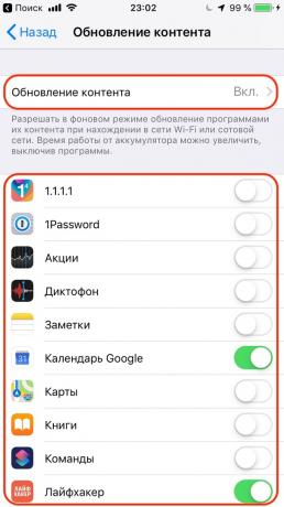 iPhone di Apple Configurazione: abilitare Aggiornamento app in background