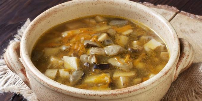 Zuppa fatta con funghi porcini freschi e patate