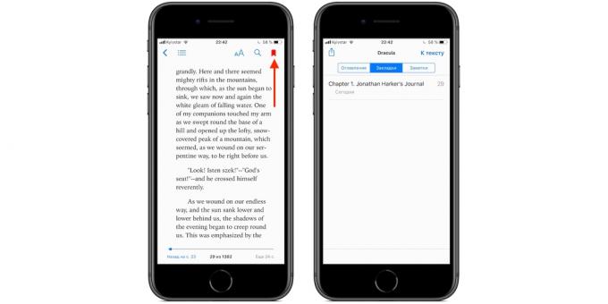 iBooks su iPhone e iPad: Bookmark