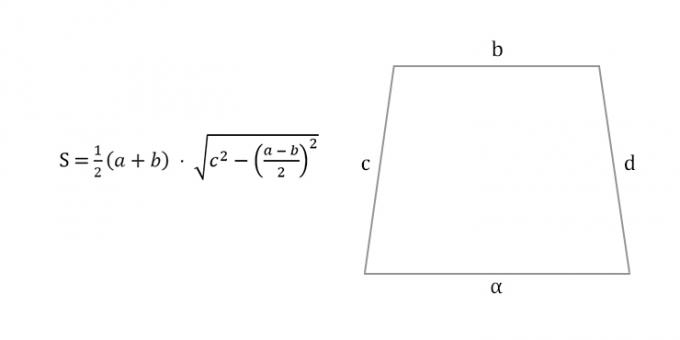 Come calcolare l'area di un trapezio isoscele su quattro lati