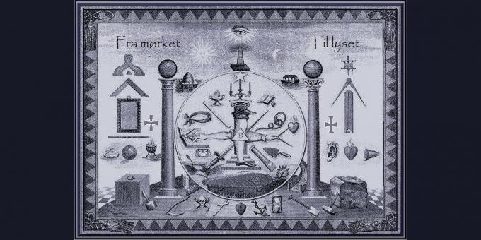 Chi sono i Massoni: i simboli dei Massoni. Illustrazione tratta dal libro "Emblemi massonici". Gran Bretagna, 1854