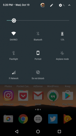 Android 7.1 opzioni sett rapidi