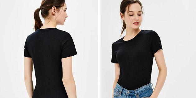 delle donne di base t-shirt da negozi europei: t-shirt di base con un collo rotondo