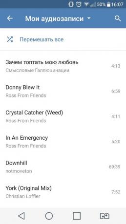 Come ascoltare la musica su Android VKontakte