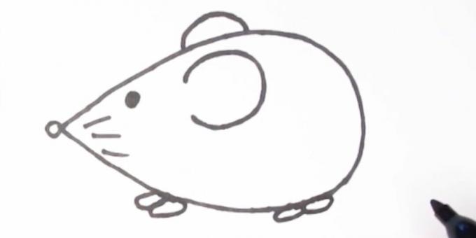 Come disegnare un topo: disegna le zampe