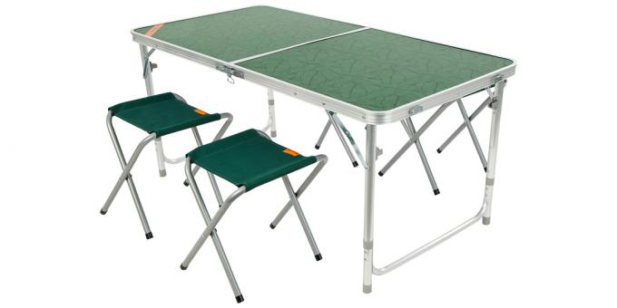 Set: tavolo pieghevole e sedie pieghevoli