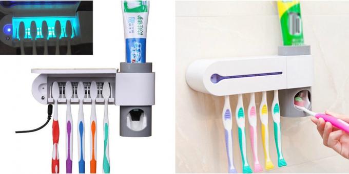 dispenser dentifricio con un supporto per pennelli