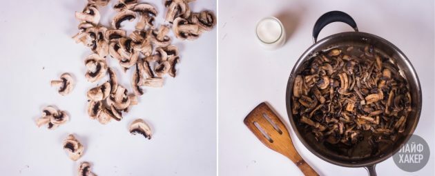 Pancake roll: soffriggere funghi, cipolle e aglio