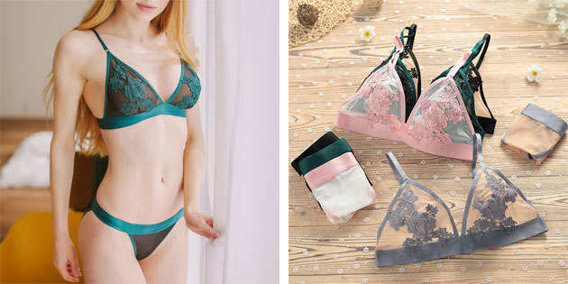 Sexy Lingerie: Set reggiseno a triangolo e mutandine tanga