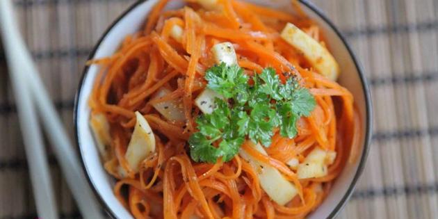 insalata coreana con carote e calamari