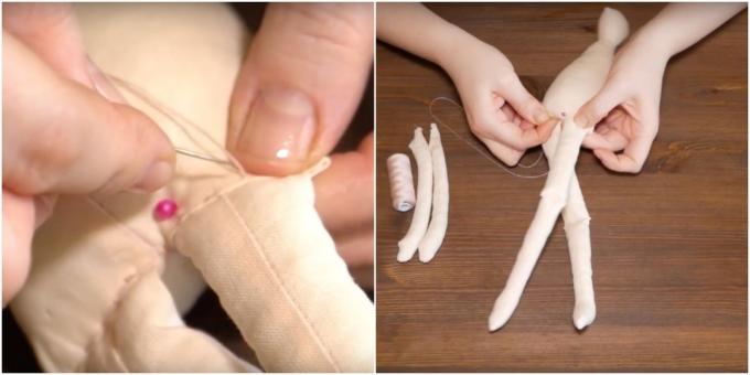 Come cucire una bambola Tilda: cuci sulle gambe