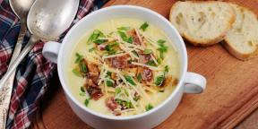 Zuppa di purè di patate con pancetta