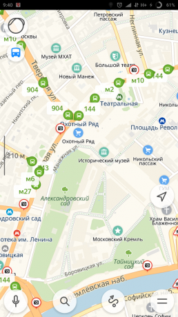 "Yandex. Mappa "della città: Cerca i mezzi pubblici