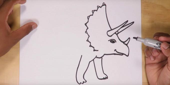 Come disegnare un triceratopo: disegna le zampe anteriori