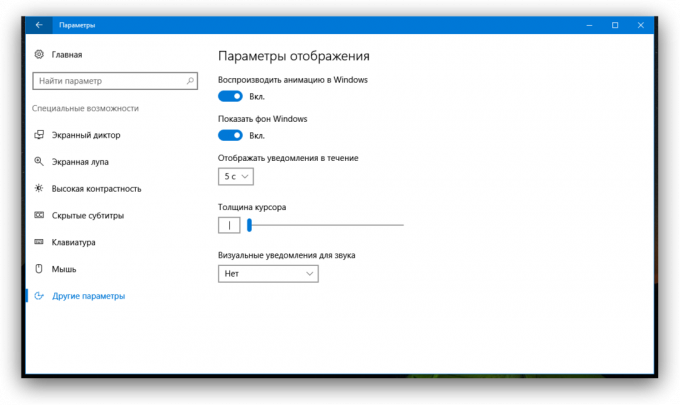 di notifica in Windows 10: Accessibilità