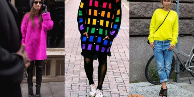 maglioni alla moda e cardigan, 2018-2019: un neon delicata