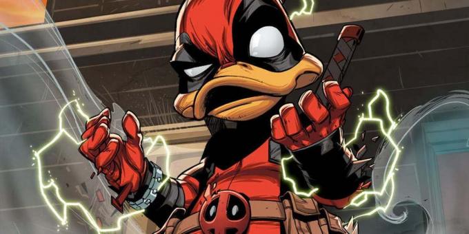 Versione imprevisto di supereroi, "Deadpool-duck" - chiacchierone e mercenario piumato