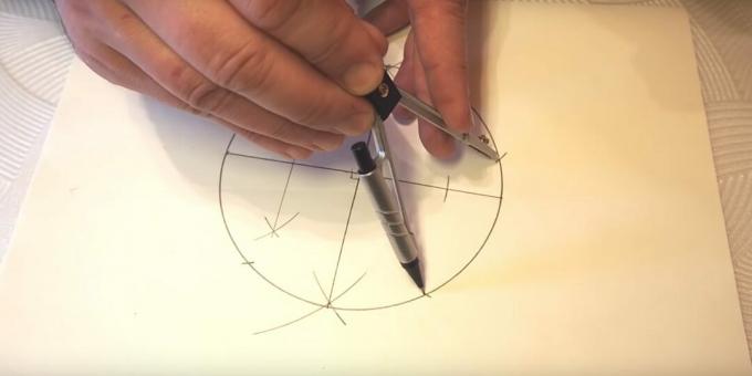 Come disegnare una stella a cinque punte: crea dei punti in basso
