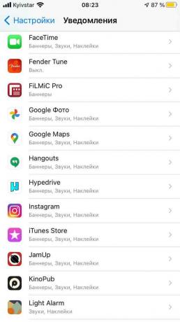 Le notifiche di Instagram non vengono ricevute su uno smartphone iOS: trova l'applicazione nelle impostazioni